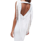 ASOS DESIGN Embellished Scuba Fringe Dress