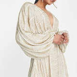 Asos Design Embellished Smock Mini Dress With Gold Linear Embellishment
