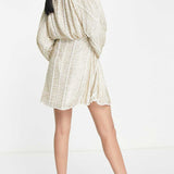 Asos Design Embellished Smock Mini Dress With Gold Linear Embellishment
