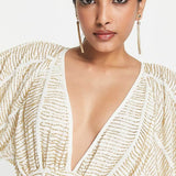 Asos Design Embellished Smock Mini Dress With Gold Linear Embellishment