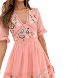 ASOS Design Embroidered Mini Dress with Lace Trims product image