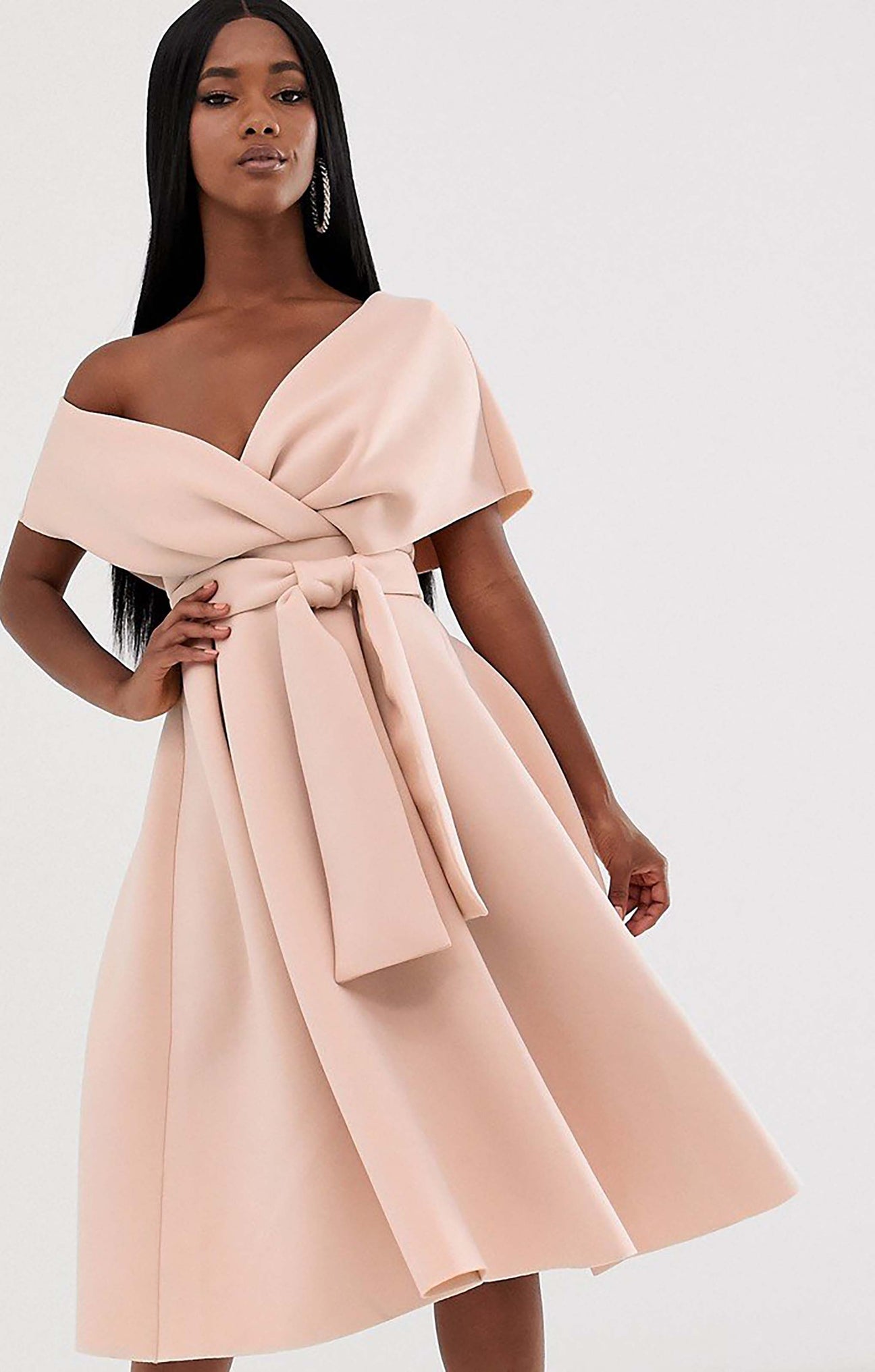 Rent ASOS DESIGN fallen shoulder prom dress | Hirestreet