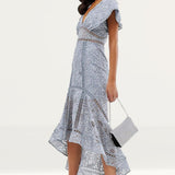 Asos Design Flutter Sleeve Midi Dress In Corded Lace