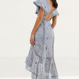 Asos Design Flutter Sleeve Midi Dress In Corded Lace