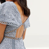 Asos Design Flutter Sleeve Midi Dress In Corded Lace