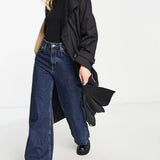 Asos Design Half And Half Trench Coat In Black And Stone