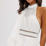 ASOS DESIGN Halter Mini Dress in Broderie