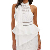 ASOS DESIGN Halter Mini Dress in Broderie