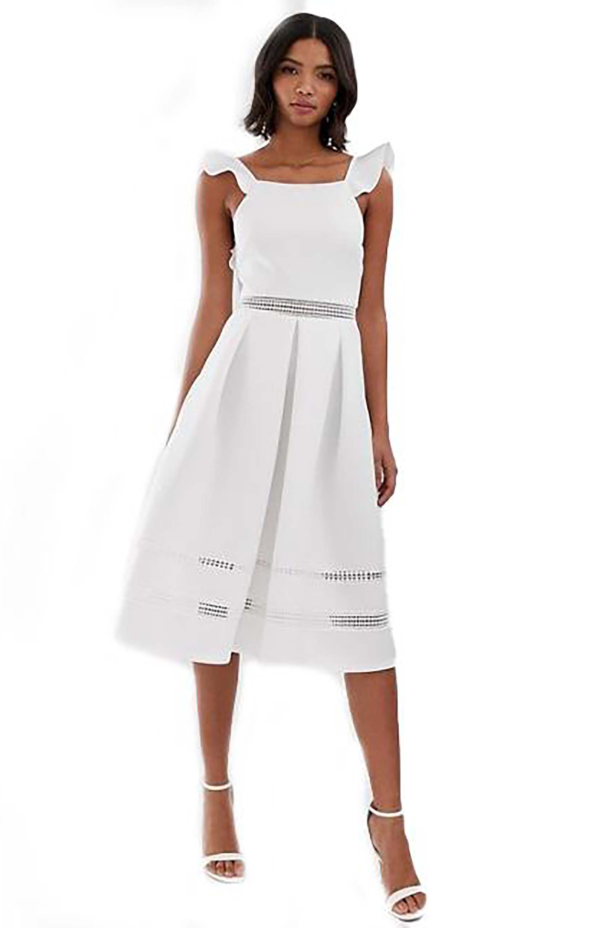 ASOS DESIGN Lace Insert Ruffle Back Midi Dress ASOS DESIGN Lace Insert Ruffle Back Midi Dress