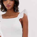 ASOS DESIGN Lace Insert Ruffle Back Midi Dress