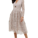 ASOS DESIGN Lace Long Sleeve Prom Midi Dress