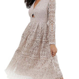 ASOS DESIGN Lace Long Sleeve Prom Midi Dress
