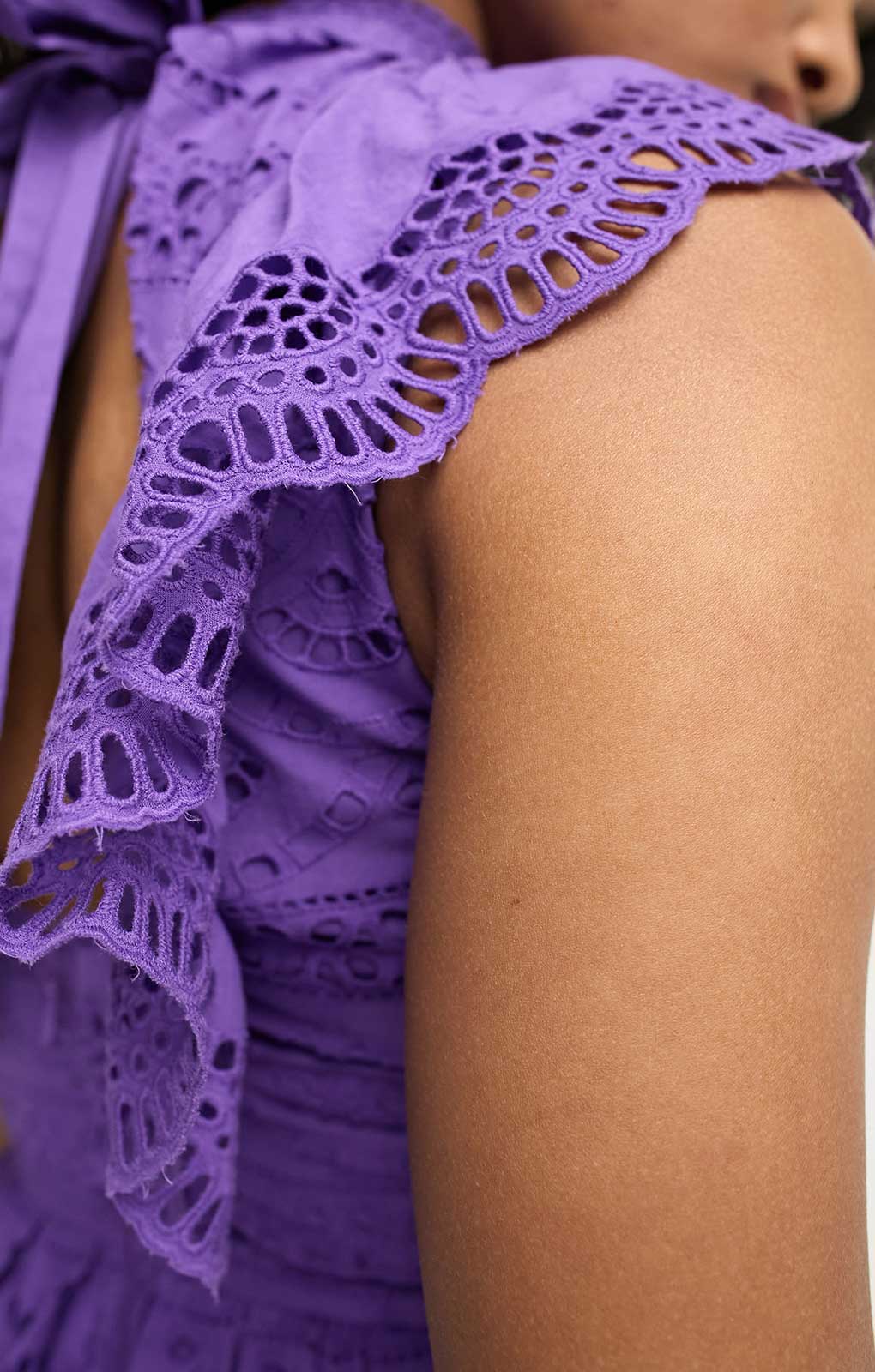 Asos Design Lace Midi Dress With Bow Back Detail In Purple product image