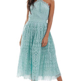 ASOS DESIGN Lace Midi Dress with Pinny Back