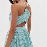 ASOS DESIGN Lace Midi Dress with Pinny Back