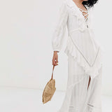 ASOS DESIGN Lace up Casual Maxi Dress