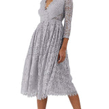 ASOS DESIGN Long Sleeve Lace Midi Prom Dress