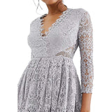 ASOS DESIGN Long Sleeve Lace Midi Prom Dress