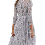 ASOS DESIGN Long Sleeve Lace Midi Prom Dress