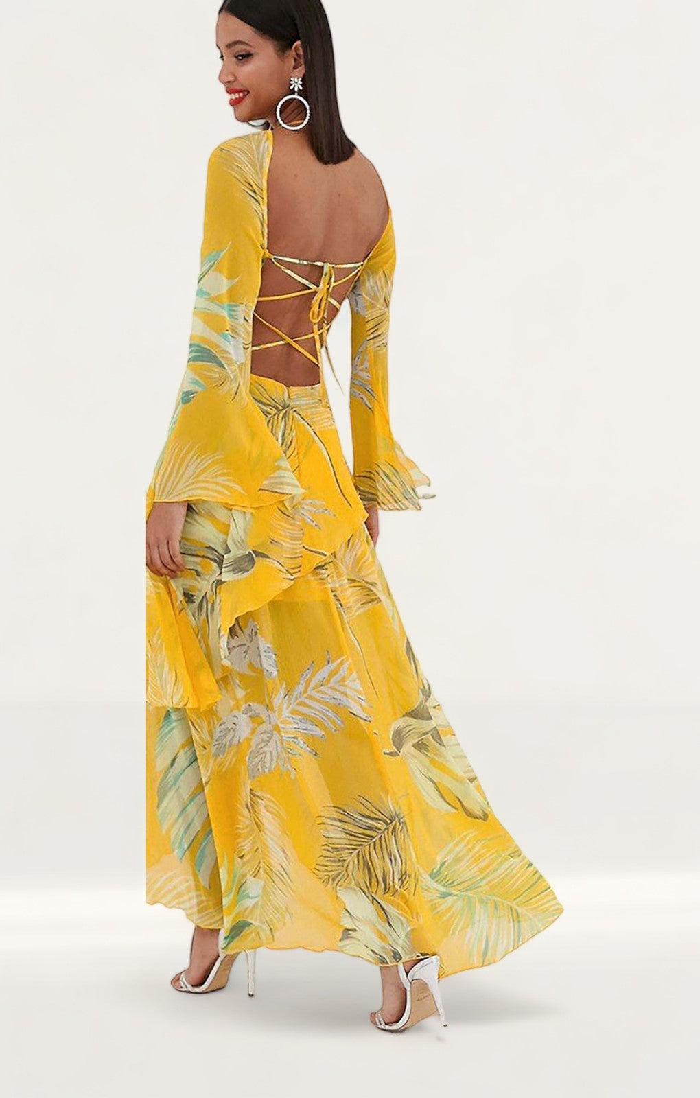 Asos Design Long Sleeve Maxi Dress In Tropical Print product image