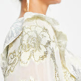 Asos Design Metallic Jacquard Square Neck Ruffle Mini Dress In Gold And Silver
