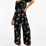 Asos Design Milkmaid Jumpsuit In Floral Print