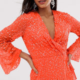 ASOS DESIGN Mini Skater Dress with Long Sleeves