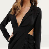 ASOS DESIGN Mini Fringe Detail Tux Dress