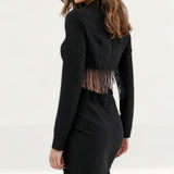 ASOS DESIGN Mini Fringe Detail Tux Dress