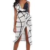 ASOS DESIGN Mono Grid Check Waterfall Peplum Dress