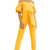 ASOS DESIGN Off-Shoulder Puff Sleeve Jumpsuit