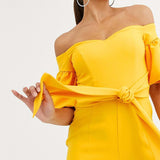 ASOS DESIGN Off-Shoulder Puff Sleeve Jumpsuit