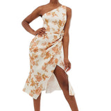 ASOS DESIGN One Shoulder Tuck Detail Midi Dress