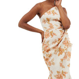 ASOS DESIGN One Shoulder Tuck Detail Midi Dress