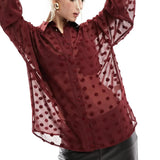 Asos Design Oversized Shirt In Dobby In Wine