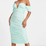 Asos Design Petite Bandeau Mesh Midi Dress In Mint