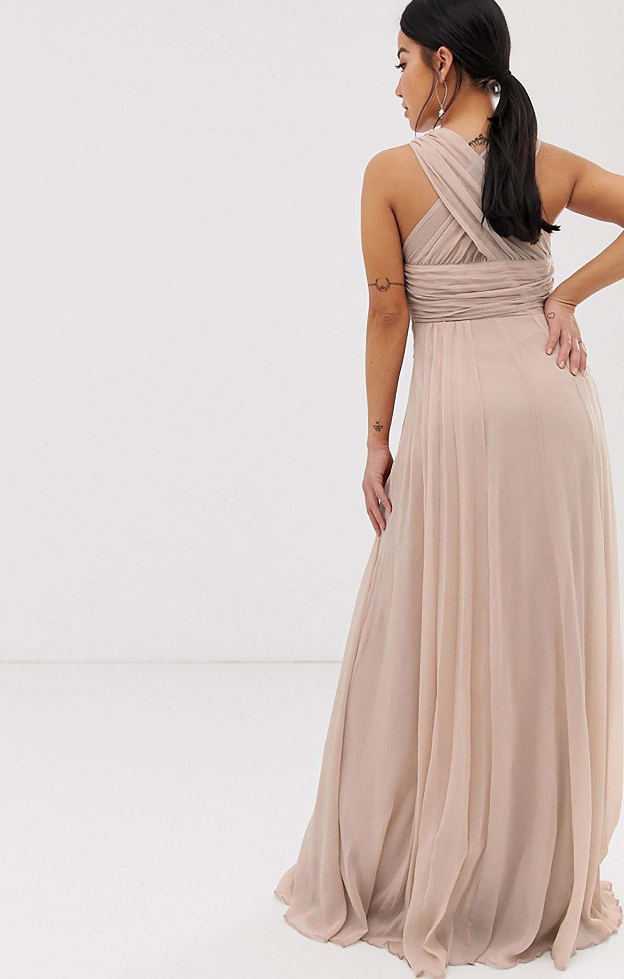 asos petite bridesmaid dress NWT Asos Petite Bridesmaid Blush Short Sleeved Cowl Front Maxi Dress 6 Petite