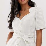 ASOS DESIGN Petite Denim Sweetheart Neck Jumpsuit