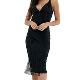 ASOS DESIGN Petite Midi Dress in All-Over Fringe