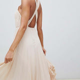 ASOS DESIGN Pleated Bodice Halter Midi Dress
