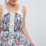 ASOS DESIGN Pleated Midi Dress in Bright Pattern