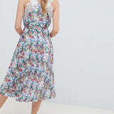 ASOS DESIGN Pleated Midi Dress in Bright Pattern