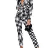 ASOS DESIGN Plunge Tux Jumpsuit in Houndstooth