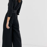 ASOS DESIGN Plunge Tux Jumpsuit with Wide Leg