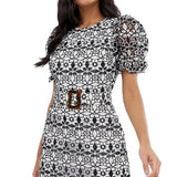 ASOS DESIGN Premium Contrast Lace Mini Dress
