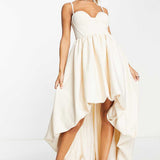 Asos Design Premium Corset Bubble High Low Hem Maxi Dress In Cream