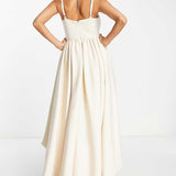 Asos Design Premium Corset Bubble High Low Hem Maxi Dress In Cream