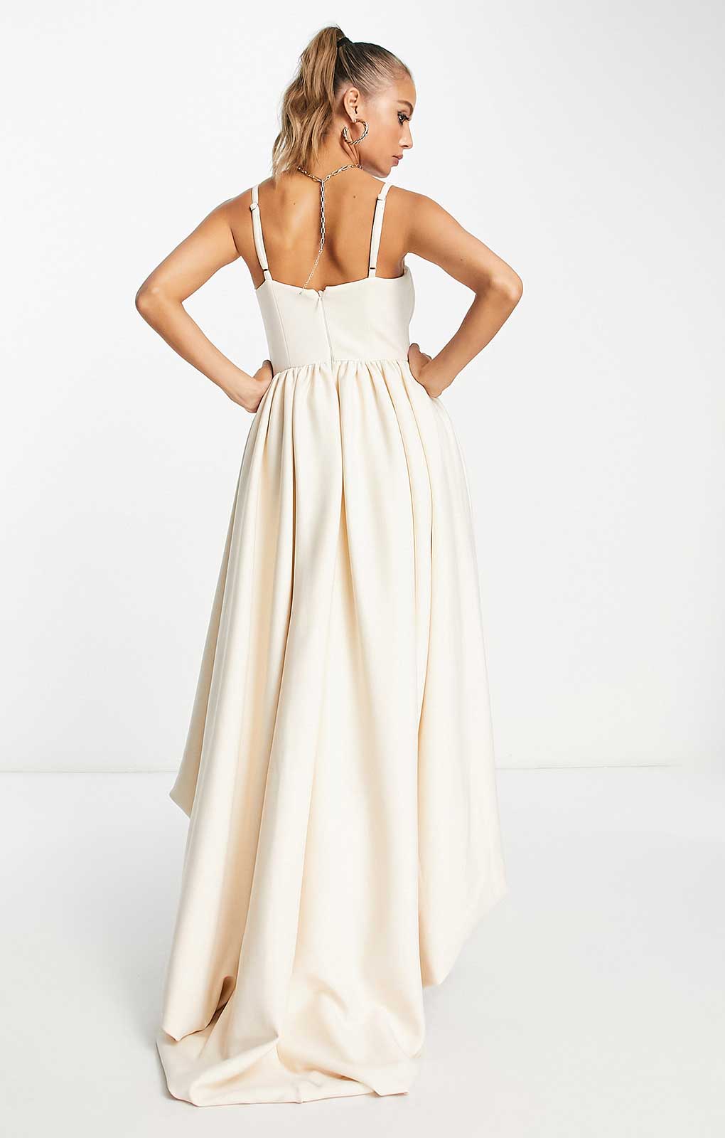 Asos Design Premium Corset Bubble High Low Hem Maxi Dress In Cream product image