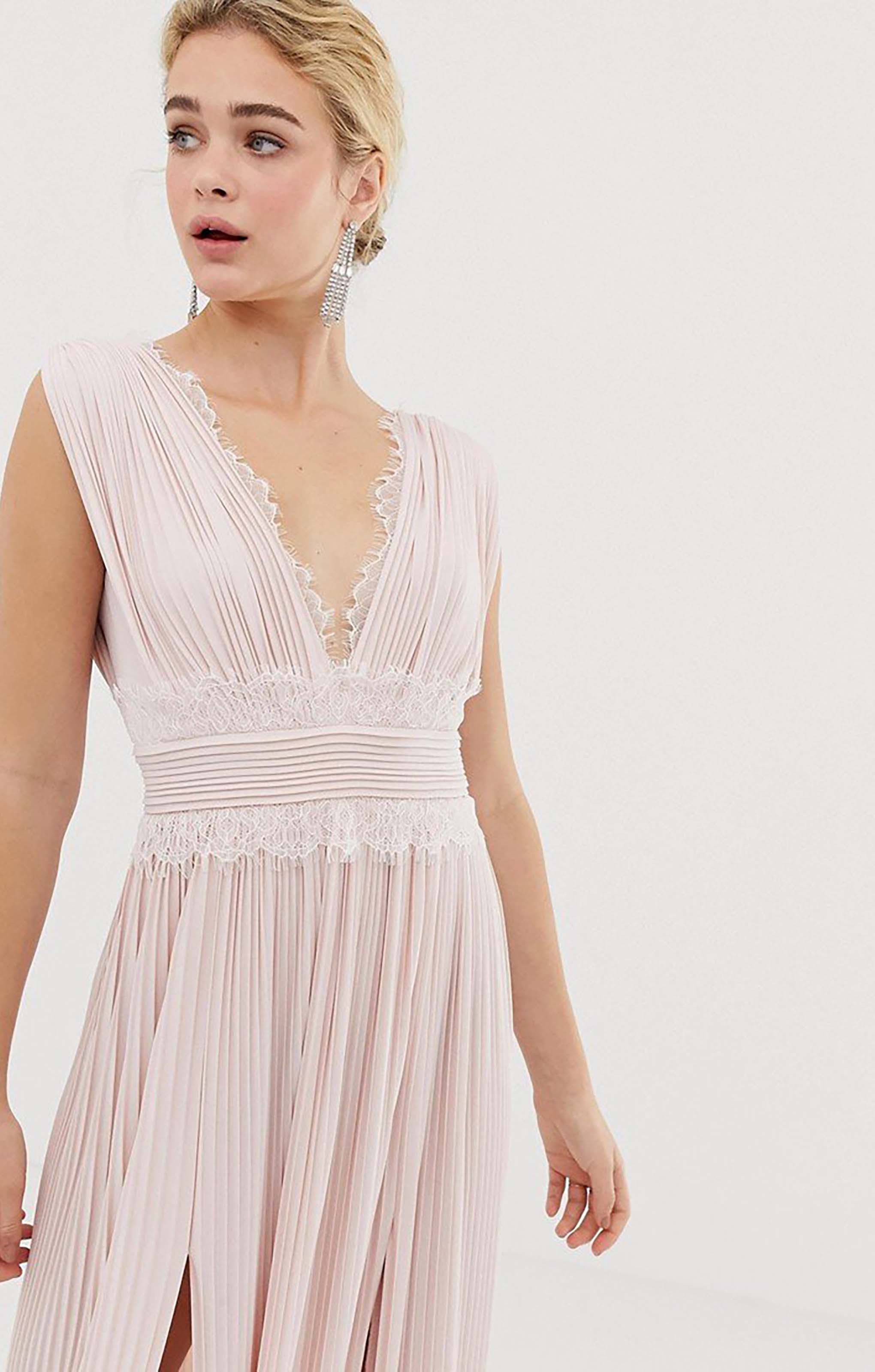 asos design premium lace insert pleated midi dress ASOS | Dresses | Asos Design Premium Lace Insert Pleated Midi Dress