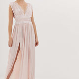 ASOS DESIGN Premium Lace Insert Pleated Dress